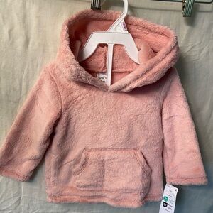 BNWT Carter's Plush Hooded Fuzzy Pullover - Light Pink Sweater - Super Soft !!